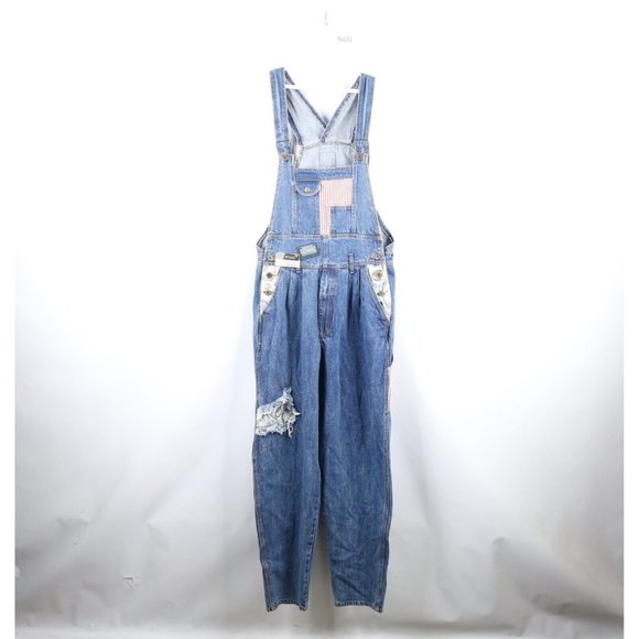 NOS Vintage 90s Streetwear Mens Medium Stone Washed Money Hip Hop Denim Overalls